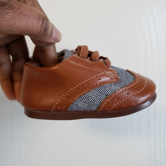 Brown Baby Leather Canvas Rubber Sole Shoe - Picture 8 of 15